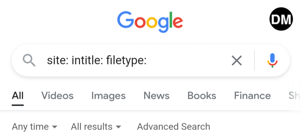 Screenshot of Google search box
