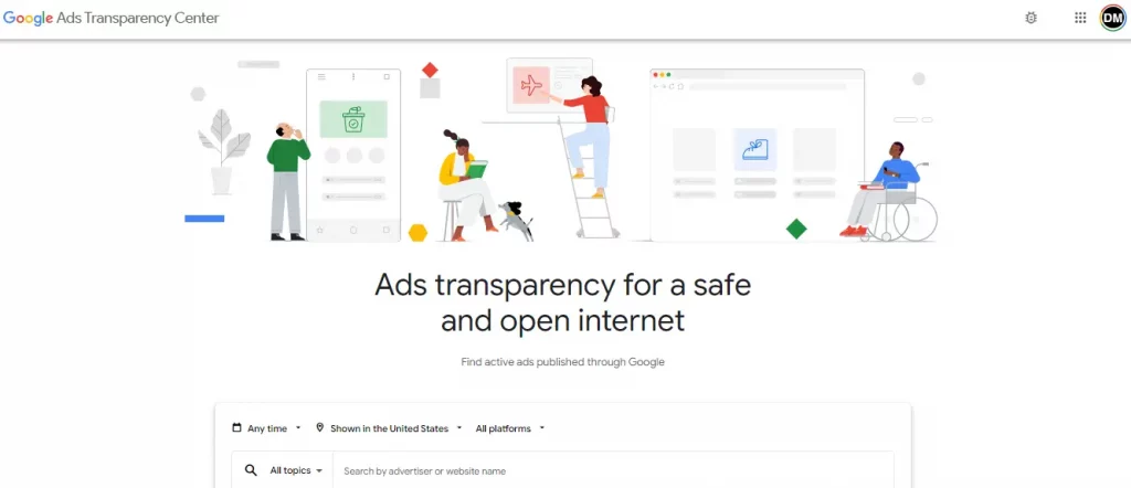 google-ads-transparency-center-homepage Google ads transparency center homepage.
